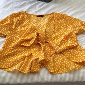 SHEIN Crop Tie Blouse